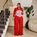 Spring Fashion High Waist Wide Leg Pants Women's Casual Printed Shirt And Pants Set European American Style_ecoleips.com