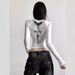 Fashion Street Print Women's Top Long Sleeved round Neck Cropped European American Style Slim Fit Flattering Versatile Wholesale_ecoleips.com