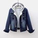Women's Clothing Velvet Thickened Cotton Cotton Coat Removable Hooded Warm Lambswool Cotton Coat Short Style_ecoleips.com