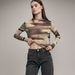 Aria Basics Aria Basics S32280 European And American Cross-border New Product Women's Sexy Leopard Print Mesh Printed Bodysuit T-shirt_ecoleips.com