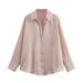 Verve New Autumn Women's Fashion Versatile Satin Texture Draped Long Sleeve Shirt For Women2197745_ecoleips.com