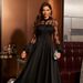 Elegant Long Sleeve Lace Evening Gown High-Neck Slim Fit Formal Dress With Detachable Train For Banquets, Black-Tie Events (Polyester Blend )_ecoleips.com