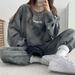 Women's Tie-Dye 2-Piece Loungewear Set, Long Sleeve Crew Neck Sweatshirt & Pants_ecoleips.com