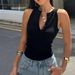 Hot Girl Henry Collar Buttoned Vest Women 2025 Summer New Slim Fit Ribbed Round Neck Sleeveless Top For Outerwear Or_ecoleips.com