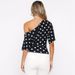 Best-Selling Women's Clothing 2026 Spring New Fashion Printed Polka Dot One-Shoulder Single-Sleeve Puff Sleeve_ecoleips.com