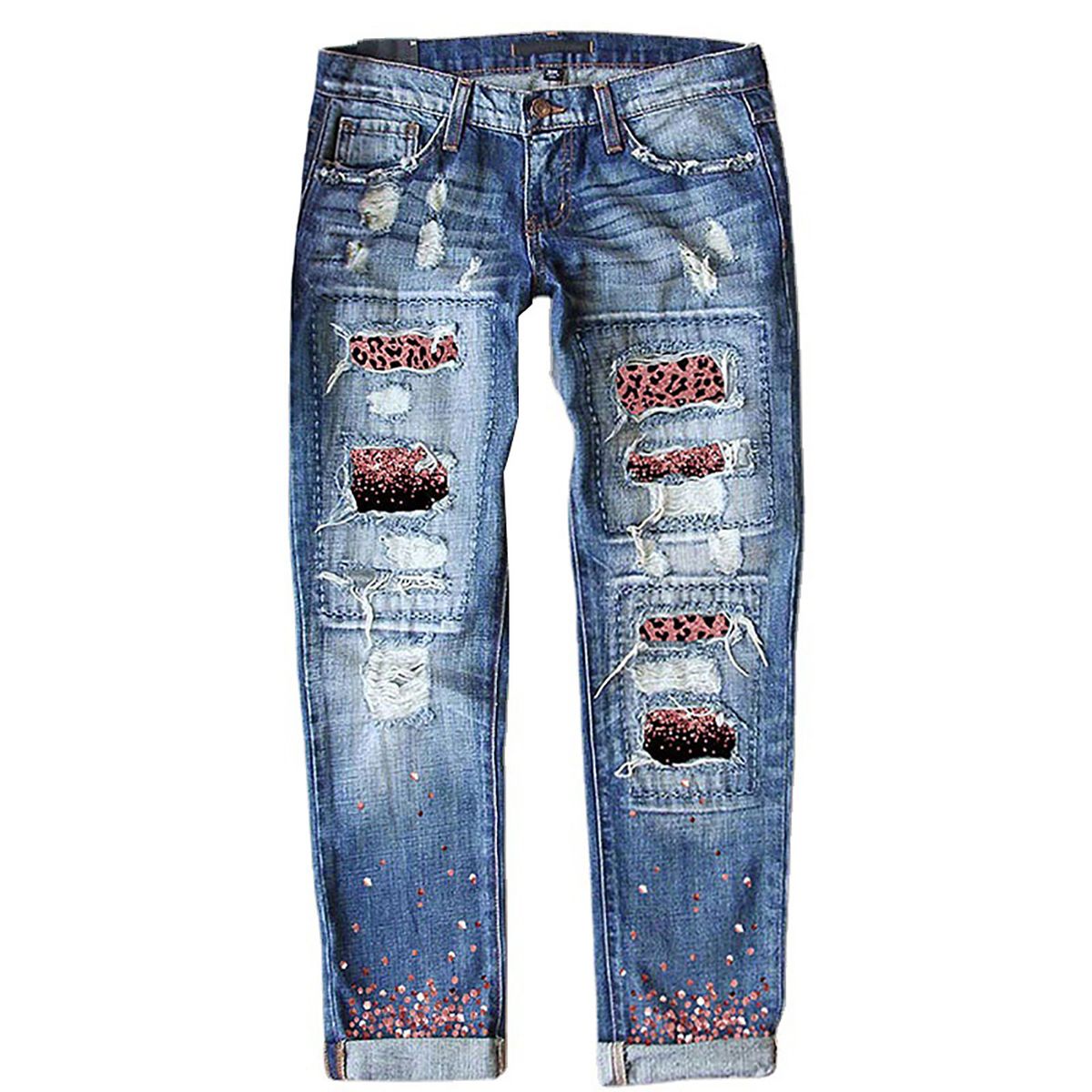 Women's Clothing Slim Fit Printed Denim Trousers For Women Fashionable_ecoleips.com