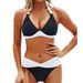 Women's Clothing Two Piece Swimsuit Sexy Halter Neck Strap Backless Slim Solid Color Bikini Swimsuit_ecoleips.com