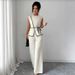 Fashionable Casual Two Piece Set Solid Color Loose Fitting Top And Pants European American Style French Style Suit for Women_ecoleips.com