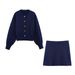 European Light Women's Spring Autumn Knitted Cardigan And Skirt Set, High-End Fashionable Little ,_ecoleips.com