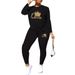 CT00060 Women's Gradient Crown Queen Casual Sleeve Long Pants Print Two-Piece Set_ecoleips.com