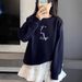 New Autumn And Winter American-style Niche Cat Print Design, Fashionable, Versatile, High-end, Casual, Loose-fitting_ecoleips.com