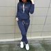 Women's European American Style Autumn Winter Hooded Sweatshirt Casual Letter Print Fleece Lined Thickened Set_ecoleips.com