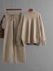 K New Knitted Set Women's Thick Loose Sweater Half High Collar Long Sleeve Fashion Two Piece Set Women. No Bags Or Other Accessories_ecoleips.com