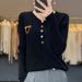 Women's Low Neck Slim Fit Knitwear V Neck Sweater Korean Style Casual Versatile Base Layer Autumn Pullover_ecoleips.com