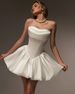 Elegant Strapless Wedding Dress For Women Short Ivory White American Style Light New Photo Shoot Travel Dress_ecoleips.com