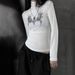 Women's Y2K Style Patterned Printed Long Sleeve High Neck Slim Fit T-Shirt European American Versatile Top Wholesale New Arrivals_ecoleips.com