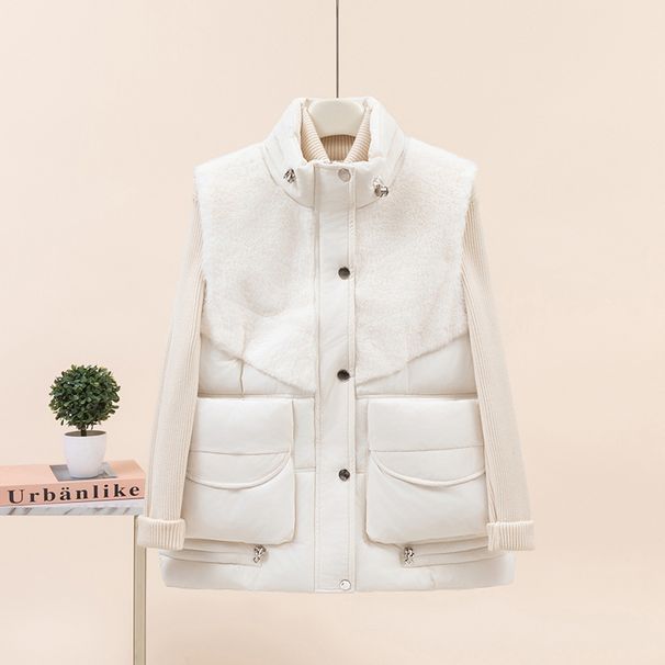 Retro Velvet Waistcoat For Women – Loose-Fit Cotton Vest, Autumn & Winter Casual Coat (White/Brown/Khaki/Black, M-XXL)_ecoleips.com