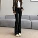 Black Flared Jeans For Women, High-waisted, Autumn/winter 2026 New Vintage Style, Fleece-lined, Stretchy, Slim-fit,_ecoleips.com