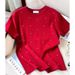 Women's Red Heart Rhinestone Cotton T-Shirt Casual Summer Top Crewneck Tee Fashion Zodiac Year Design_ecoleips.com