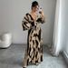 Women's Stylish Jumpsuit With Random Black-Brown Pattern – Flowy Wide-Leg Design & Ruching Detail For Casual Chic_ecoleips.com