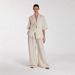 Women's Clothing Spring And Summer New Linen Commuter Suit Women's Lapel Five Point Sleeve Cardigan Top Loose Wide Leg Pants Two Piece Suit_ecoleips.com