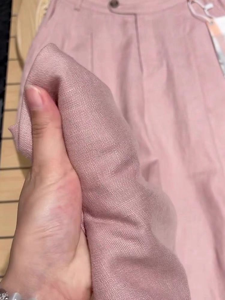Women's Clothing Linen Wide Leg Pants Petite Cotton And Linen Straight Leg Drape Pants_ecoleips.com
