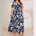 Cross-border Plus-size Women's Printed Casual Vacation Dress, Bohemian French Elegant Mid-length Dress_ecoleips.com