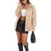 Women's PU Leather Jacket With Stand Collar, Long Sleeves, Side Pockets, Casual Windbreaker Coat In Solid Colors_ecoleips.com