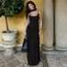 Women's European American Style Sexy Hot Dress French Temperament Solid Color Suspender Dress with Ruffles Twisted Waist Slimming Ribbons_ecoleips.com