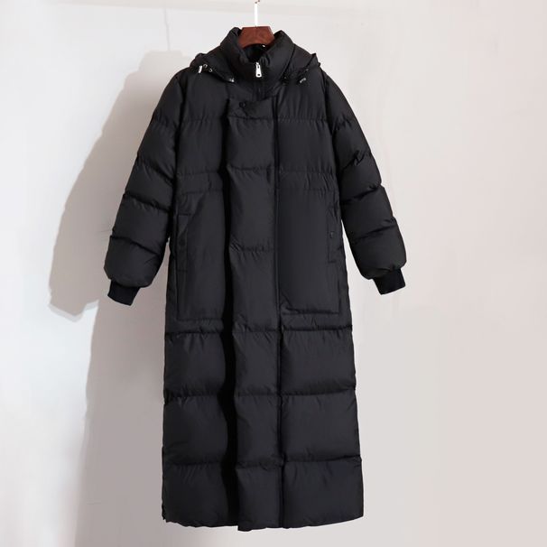 girl Cross-Border European And American Style 2025 Winter New Elegant Warm Thickened Hidden Button Long Hooded Cotton Jacket_ecoleips.com