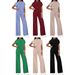 Women's Casual Lounge Set – Stylish Short Sleeve Top & Loose Pants Outfit (Black/Navy/Blue/Beige/Burgundy/Green, S-XXL)_ecoleips.com