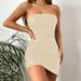 2025 New Autumn Sexy Solid Color Strapless Dress Elegant Women's Fashion Wholesale_ecoleips.com