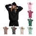 Women's Solid Color Hooded Eye Mask & Top Two-Piece Set - Cozy Winter Outfit, Loose Fit, Long Sleeve, Casual Elegance_ecoleips.com