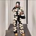 Women's Floral Jacquard Knit Sweater Set Long Sleeve Top And Pants Soft Warm Autumn Winter Multiple Colors_ecoleips.com