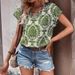 2026 European And American Women's Clothing Summer New Fashion Versatile Printed V-Neck Bat Sleeve_ecoleips.com