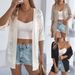 2026 Spring/Summer European And American Casual Solid Color Hollow Out Sleeveless Knit Cardigan For Vacation,_ecoleips.com