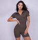 LazyZoom 2025 New Wear Button Lapel Short Sleeve Jumpsuit Waist Slimming Yoga Shorts_ecoleips.com