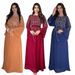 Modest Abaya Dress"Elegant Rhinestone Chiffon Dress – Modest Muslim Women’s Long Dress With Flowing Silhouette & Glamorous Details"_ecoleips.com