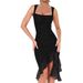 Women's Clothing Women's Clothing U Neck New Sexy Slim Mesh Splicing Suspender Dress Evening Dress Bandage_ecoleips.com