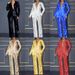 Women's Clothing Summer Jumpsuit New Women's Long Sleeve V neck Sequin Jumpsuit Two piece Set_ecoleips.com