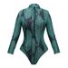 Women's UPF35+ Long Sleeve Sun Protection Swimsuit High Elastic Thickened Mesh Loose Long Pants Fitness One Piece Suit for Summer_ecoleips.com