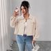 Stylish Autumn/Winter Corduroy Jacket For Women – Lantern Sleeves & Single-Breasted Design, Casual & Chic_ecoleips.com