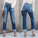 Factory direct sales 23 years of foreign trade, European and American cross border new style urban casual washed women's straight denim pants 3203_ecoleips.com
