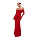 Women's Sexy Off Shoulder Shirred Solid Color Floral Embellished Bodycon Maxi Dress – Elegant Party Gown_ecoleips.com