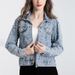 K New Heavy Industry Diamond Studded Rivet Long Sleeve Loose And Slim Fashion Denim Jacket For Women_ecoleips.com