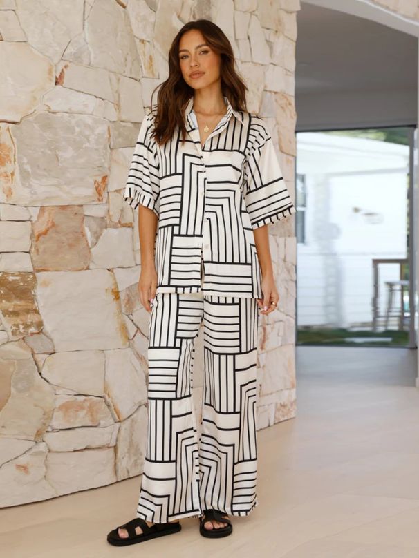 Women's Clothing Women's Fashion Casual Polo Collar Plaid Color Short Sleeved Suit_ecoleips.com