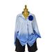 Ombre Dye Long Sleeve Stripe Shirt For Women | Loose Fit Blouse With Rhinestone Embroidery And Detachable Brooch_ecoleips.com