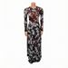 Women's Slim Fit Floral Print Dress Set Long Sleeve Sheer Mesh Fashionable Outfit_ecoleips.com