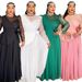 Women's Clothing Plus Size Elegant African Lace Evening Dress – Embroidered Mesh Gown For Women, Green/Black/White/Pink_ecoleips.com