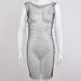 Women Glamorous Party Dress Featuring Sheer Mesh Fabric, Shining Rhinestone Embellishment And Classic Crew Neckline_ecoleips.com